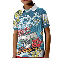 Hawaii Santa Skeleton Surfing Personalized Kid Polo Shirt Mele Kalikimaka i Iulai!