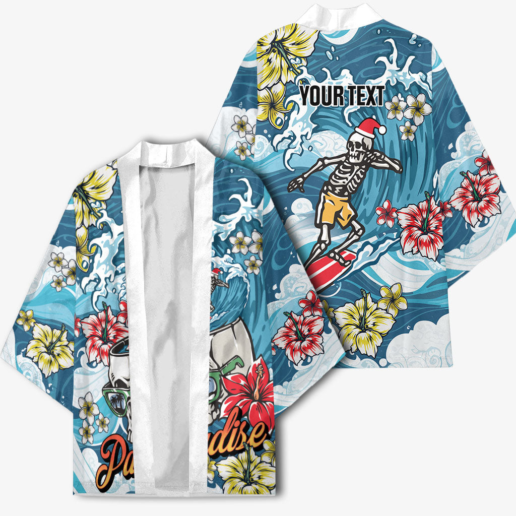Hawaii Santa Skeleton Surfing Personalized Kimono Mele Kalikimaka i Iulai!