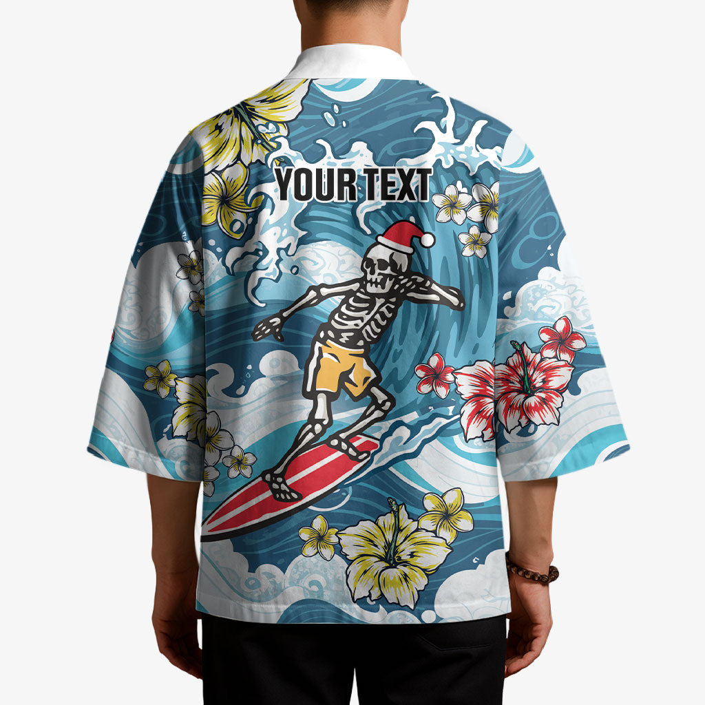 Hawaii Santa Skeleton Surfing Personalized Kimono Mele Kalikimaka i Iulai!