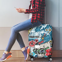 Hawaii Santa Skeleton Surfing Personalized Luggage Cover Mele Kalikimaka i Iulai!
