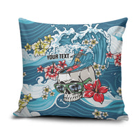 Hawaii Santa Skeleton Surfing Personalized Pillow Cover Mele Kalikimaka i Iulai!
