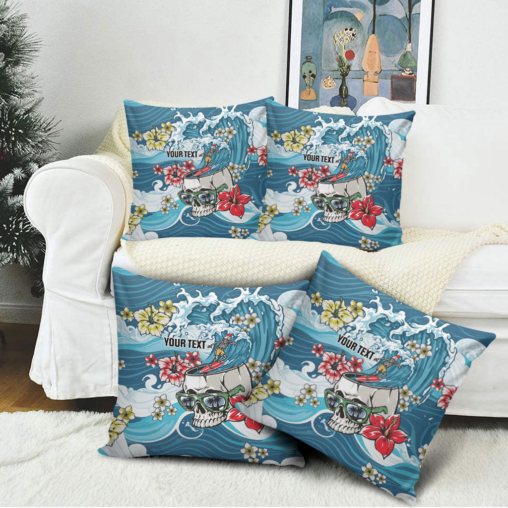 Hawaii Santa Skeleton Surfing Personalized Pillow Cover Mele Kalikimaka i Iulai!