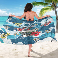 Hawaii Santa Skeleton Surfing Personalized Sarong Mele Kalikimaka i Iulai!
