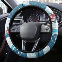 Hawaii Santa Skeleton Surfing Steering Wheel Cover Mele Kalikimaka i Iulai!