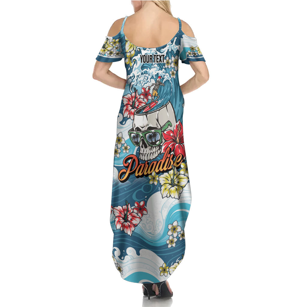 Hawaii Santa Skeleton Surfing Personalized Summer Maxi Dress Mele Kalikimaka i Iulai!