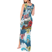 Hawaii Santa Skeleton Surfing Personalized Tank Maxi Dress Mele Kalikimaka i Iulai!