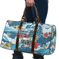 Hawaii Santa Skeleton Surfing Personalized Travel Bag Mele Kalikimaka i Iulai!