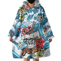 Hawaii Santa Skeleton Surfing Personalized Wearable Blanket Hoodie Mele Kalikimaka i Iulai!