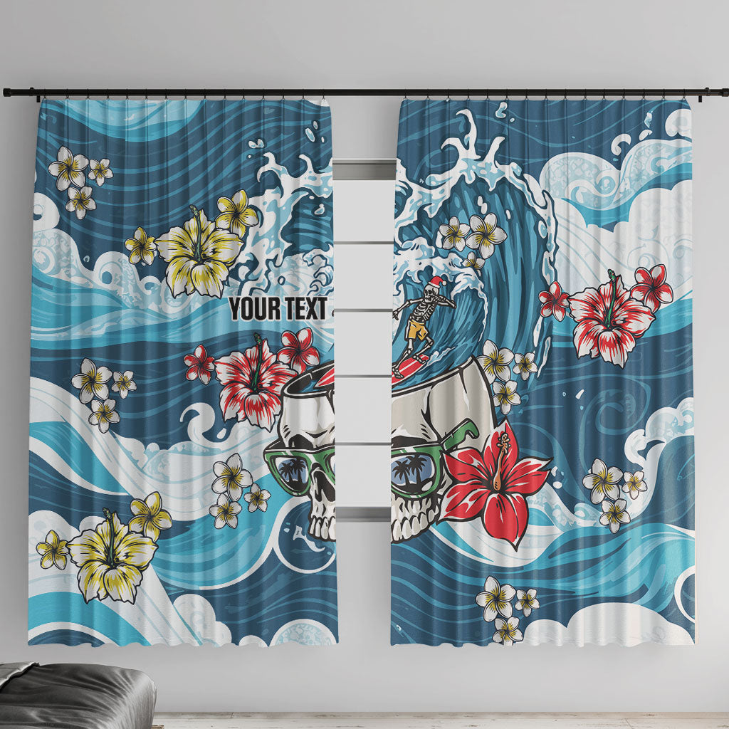 Hawaii Santa Skeleton Surfing Personalized Window Curtain Mele Kalikimaka i Iulai!
