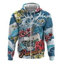 Hawaii Santa Skeleton Surfing Personalized Zip Hoodie Mele Kalikimaka i Iulai!