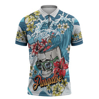 Hawaii Santa Skeleton Surfing Personalized Zipper Polo Shirt Mele Kalikimaka i Iulai!