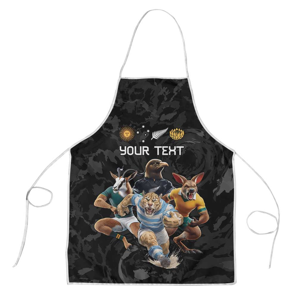 Custom Rugby Southern Hemisphere Apron Argentina AUNZ South Africa Mascot Black LT9 Black - Polynesian Pride