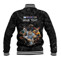 Custom Rugby Southern Hemisphere Baseball Jacket Argentina AUNZ South Africa Mascot Black LT9 - Polynesian Pride