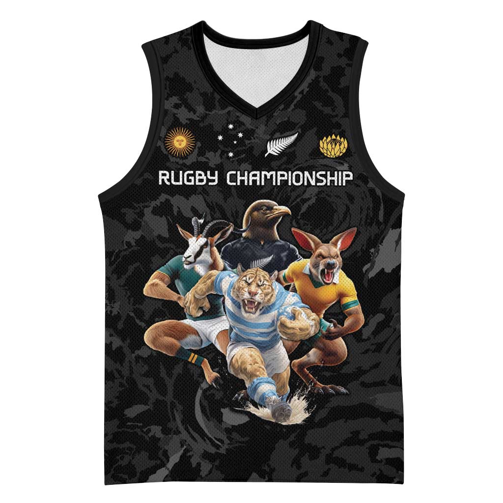 Custom Rugby Southern Hemisphere Basketball Jersey Argentina AUNZ South Africa Mascot Black LT9 Unisex Black - Polynesian Pride