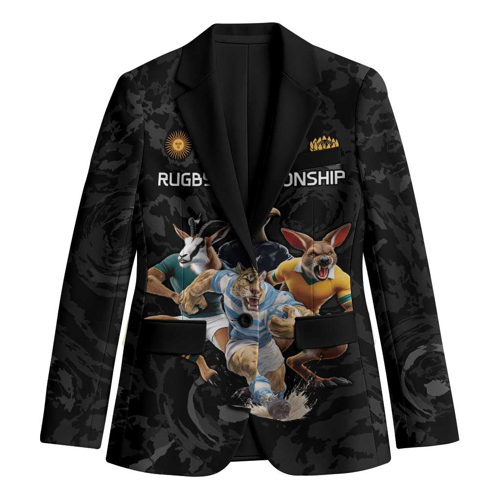 Custom Rugby Southern Hemisphere Blazer Argentina AUNZ South Africa Mascot Black LT9 Unisex Black - Polynesian Pride