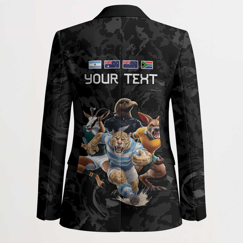 Custom Rugby Southern Hemisphere Blazer Argentina AUNZ South Africa Mascot Black LT9 - Polynesian Pride