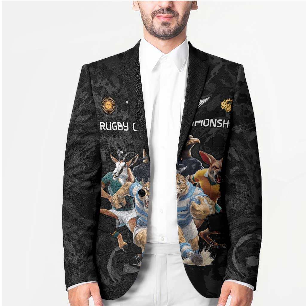 Custom Rugby Southern Hemisphere Blazer Argentina AUNZ South Africa Mascot Black LT9 - Polynesian Pride
