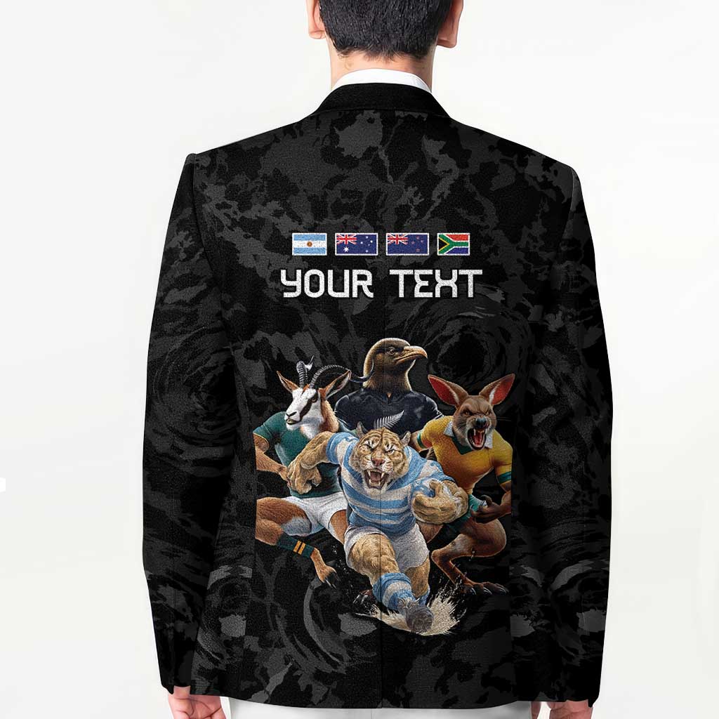 Custom Rugby Southern Hemisphere Blazer Argentina AUNZ South Africa Mascot Black LT9 - Polynesian Pride
