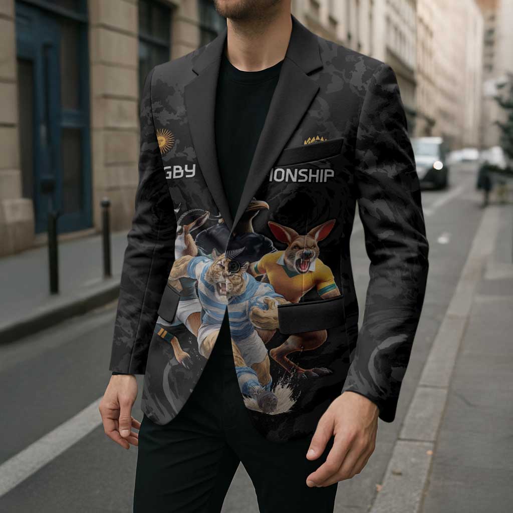 Custom Rugby Southern Hemisphere Blazer Argentina AUNZ South Africa Mascot Black LT9 - Polynesian Pride
