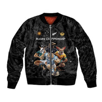 Custom Rugby Southern Hemisphere Bomber Jacket Argentina AUNZ South Africa Mascot Black - Polynesian Pride