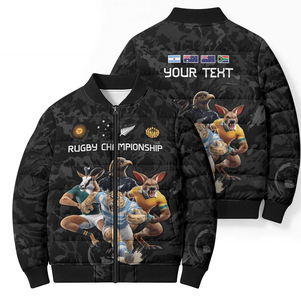 Custom Rugby Southern Hemisphere Bomber Puffer Jacket Argentina AUNZ South Africa Mascot Black LT9 - Polynesian Pride