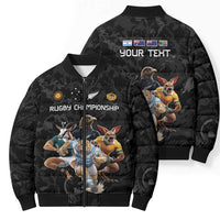 Custom Rugby Southern Hemisphere Bomber Puffer Jacket Argentina AUNZ South Africa Mascot Black LT9 - Polynesian Pride
