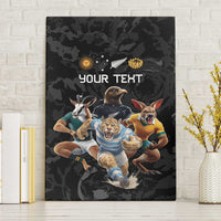 Custom Rugby Southern Hemisphere Canvas Wall Art Argentina AUNZ South Africa Mascot Black LT9 Without Frame Black - Polynesian Pride