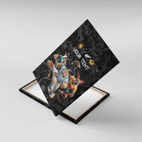 Custom Rugby Southern Hemisphere Canvas Wall Art Argentina AUNZ South Africa Mascot Black LT9 With Frame Black - Polynesian Pride