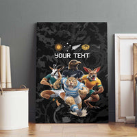 Custom Rugby Southern Hemisphere Canvas Wall Art Argentina AUNZ South Africa Mascot Black LT9 - Polynesian Pride