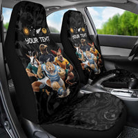 Custom Rugby Southern Hemisphere Car Seat Cover Argentina AUNZ South Africa Mascot Black - Polynesian Pride