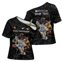 Custom Rugby Southern Hemisphere Cross Shoulder Shirt Argentina AUNZ South Africa Mascot Black LT9 - Polynesian Pride