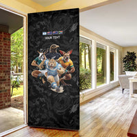 Custom Rugby Southern Hemisphere Door Cover Argentina AUNZ South Africa Mascot Black - Polynesian Pride