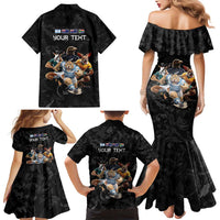 Custom Rugby Southern Hemisphere Family Matching Mermaid Dress and Hawaiian Shirt Argentina AUNZ South Africa Mascot Black - Polynesian Pride