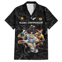 Custom Rugby Southern Hemisphere Family Matching Summer Maxi Dress and Hawaiian Shirt Argentina AUNZ South Africa Mascot Black - Polynesian Pride