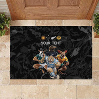Custom Rugby Southern Hemisphere Rubber Doormat Argentina AUNZ South Africa Mascot Black LT9 Black - Polynesian Pride