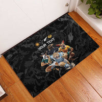 Custom Rugby Southern Hemisphere Rubber Doormat Argentina AUNZ South Africa Mascot Black LT9 - Polynesian Pride