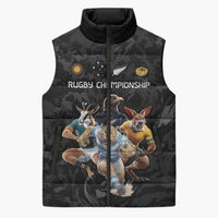 Custom Rugby Southern Hemisphere Sleeveless Puffer Jacket Argentina AUNZ South Africa Mascot Black LT9 Unisex Black - Polynesian Pride