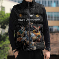 Custom Rugby Southern Hemisphere Sleeveless Puffer Jacket Argentina AUNZ South Africa Mascot Black LT9 - Polynesian Pride