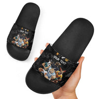 Custom Rugby Southern Hemisphere Slide Sandals Argentina AUNZ South Africa Mascot Black LT9 - Polynesian Pride