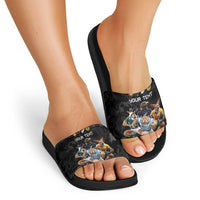 Custom Rugby Southern Hemisphere Slide Sandals Argentina AUNZ South Africa Mascot Black LT9 - Polynesian Pride