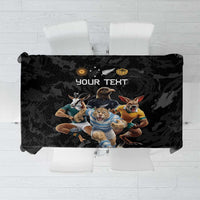 Custom Rugby Southern Hemisphere Tablecloth Argentina AUNZ South Africa Mascot Black LT9 Black - Polynesian Pride