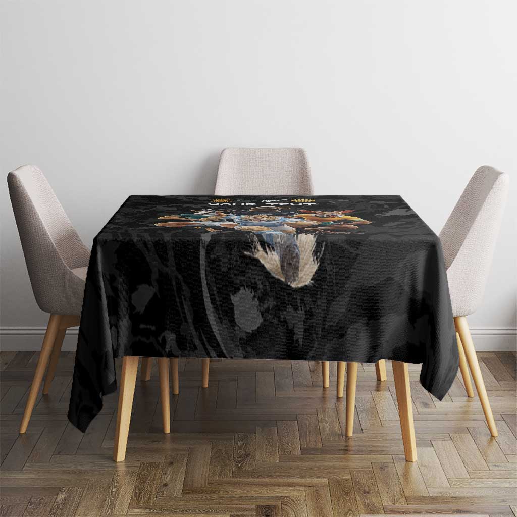 Custom Rugby Southern Hemisphere Tablecloth Argentina AUNZ South Africa Mascot Black LT9 - Polynesian Pride