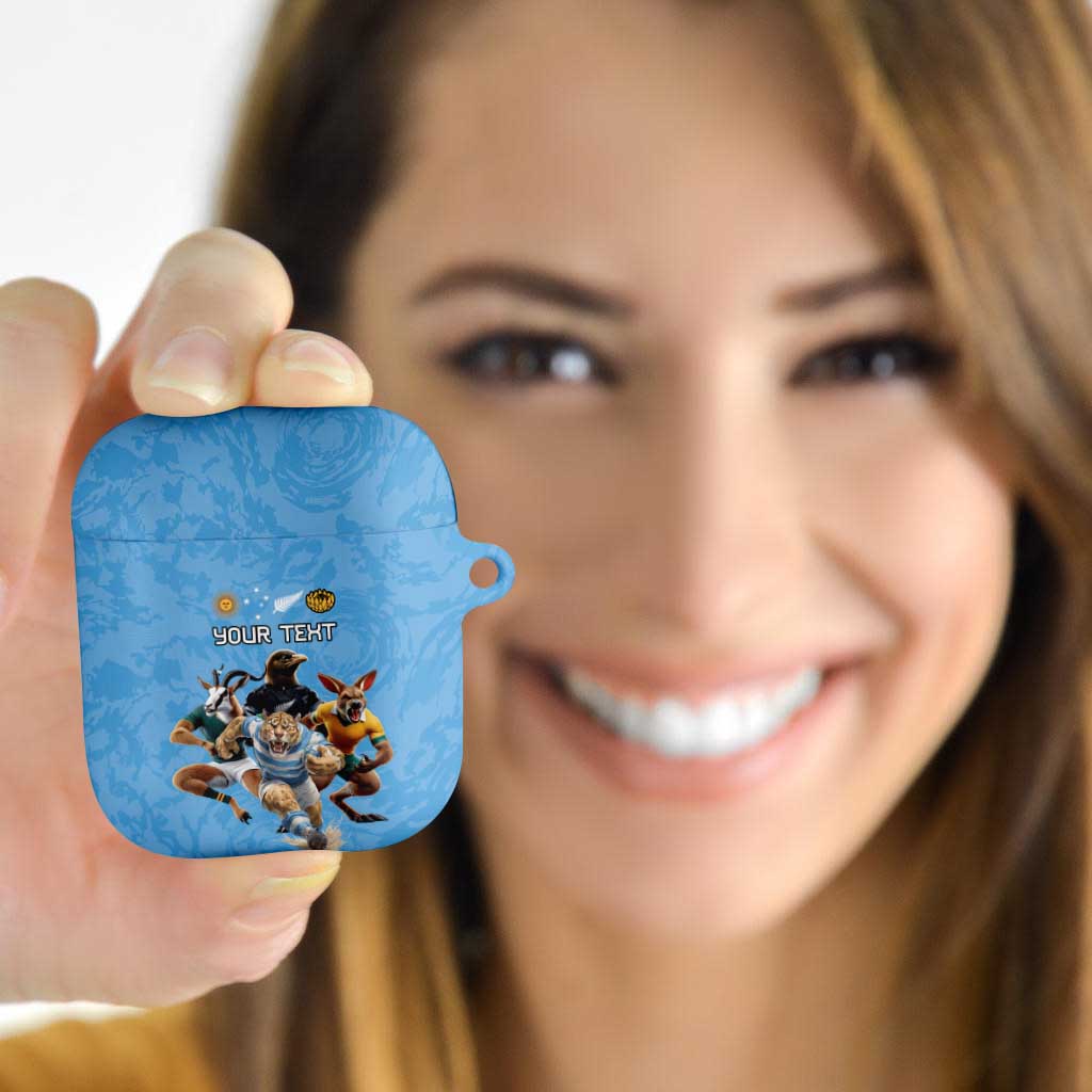 Custom Rugby Southern Hemisphere AirPods Case Argentina AUNZ South Africa Mascot Blue LT9 Blue - Polynesian Pride