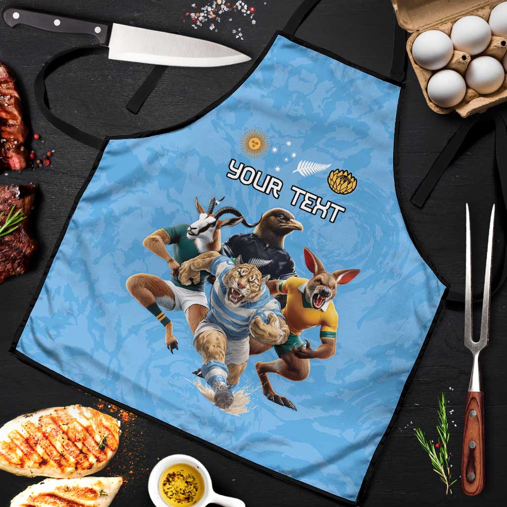 Custom Rugby Southern Hemisphere Apron Argentina AUNZ South Africa Mascot Blue LT9 Blue - Polynesian Pride