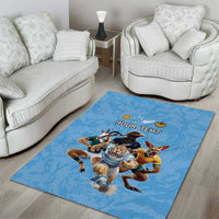 Custom Rugby Southern Hemisphere Area Rug Argentina AUNZ South Africa Mascot Blue - Polynesian Pride