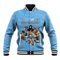 Custom Rugby Southern Hemisphere Baseball Jacket Argentina AUNZ South Africa Mascot Blue LT9 Unisex Blue - Polynesian Pride