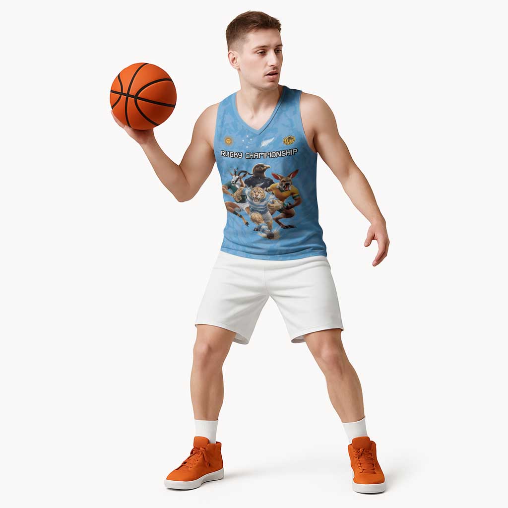 Custom Rugby Southern Hemisphere Basketball Jersey Argentina AUNZ South Africa Mascot Blue - Polynesian Pride