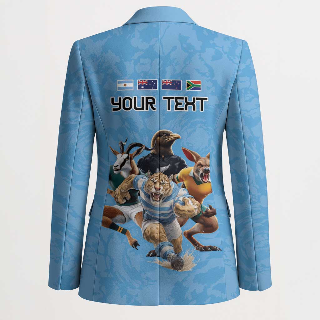 Custom Rugby Southern Hemisphere Blazer Argentina AUNZ South Africa Mascot Blue LT9 - Polynesian Pride