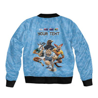 Custom Rugby Southern Hemisphere Bomber Jacket Argentina AUNZ South Africa Mascot Blue - Polynesian Pride