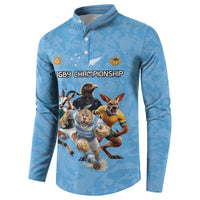 Custom Rugby Southern Hemisphere Button Sweatshirt Argentina AUNZ South Africa Mascot Blue LT9 - Polynesian Pride